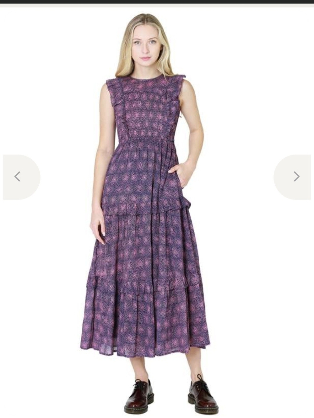 Banjanan Plum & Pink Printed Ruffle Iris Dress Petal - Picture 2 of 11